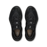 On THE ROGER Pro 3 women's tennis shoes in white with black accents, featuring a sleek athletic design and supportive sole.