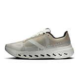 Men's On Cloudsurfer Next road running shoes in black and white with cushioned soles and lightweight design.