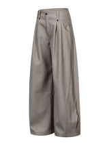 Men's high-waisted wide-leg pleated casual pants from Trendsi, showing the relaxed fit and stylish design in neutral fabric.