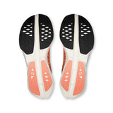 Women's On Cloudboom Strike road running shoes with sleek black and white design, featuring lightweight cushioning and breathable mesh upper.