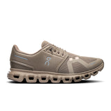 Women's On Cloud 6 active life sneakers in gray with cushioned soles and breathable upper, designed for comfort and performance