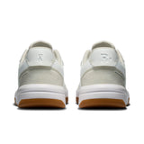 On THE ROGER Clubhouse men's tennis shoes with white and blue design, featuring breathable mesh and cushioned soles.