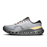 Men's On Cloudrunner 3 road running shoes in gray with breathable mesh and cushioned sole for comfort during runs.