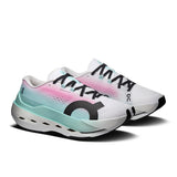 On Cloudboom Max women's road running shoes with breathable mesh upper and cushioned sole, designed for high-performance running.