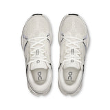 On Cloudsurfer 2 women's road running shoes in grey with white and blue accents, featuring cushioned soles and breathable mesh uppers.