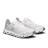 On Cloud 6 Coast women's active lifestyle shoes in light gray with white soles, showcasing a sleek, lightweight design.