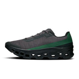 Men's On Cloudmonster Void active life sneakers with black and white design, showcasing the lightweight running shoe's cushioning and stylish details.