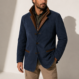 Men’s suede winter coat with stand collar, smart casual jacket from Zexov, featuring a stylish design and warm, premium material.