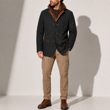 Men’s suede winter coat with stand collar, smart casual jacket by Zexov, featuring a stylish and warm design.