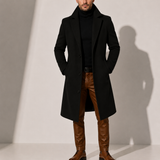 Men's wool blend overcoat by Zexov, a classic long winter coat with a tailored fit and stylish lapel collar.
