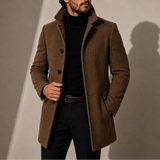 Men’s tailored stand collar winter coat by Zexov, featuring a sleek design with a stand-up collar and warm fabric for cold weather.