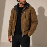 Men’s fleece-lined casual winter hooded jacket by Zexov, featuring a zip-up front and cozy winter insulation.