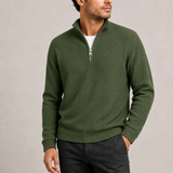 Men's Zexov ribbed quarter-zip sweater, smart casual knit jumper with a stand-up collar and textured ribbed fabric.