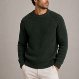 Men’s heavyweight Fisherman rib knit sweater by Zexov, shown in a cozy, textured knit pattern perfect for cold weather.