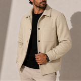 Men’s cotton casual button-up overshirt jacket by Zexov, featuring a classic fit and front button closure.