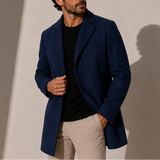 Men’s Zexov classic tailored overcoat in smart casual style, shown in a versatile dark fabric with a structured fit.