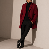 Men’s Zexov overcoat in classic tailored smart casual style, featuring a sleek, structured design perfect for versatile wear.