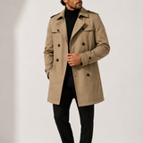 Men’s double-breasted trench coat jacket by Zexov, stylish smart casual outerwear with classic design and tailored fit.