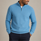 Men’s textured Zexov quarter zip sweater with stand collar, knit pullover, stylish and comfortable for casual wear.