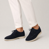 Men’s Zexov suede loafers with smart casual lace-up design, featuring a sleek, comfortable slip-on style for everyday wear.
