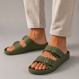 Men's lightweight adjustable slide sandals by Zexov with cushioned straps and textured footbed for everyday comfort