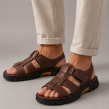Men’s vegan leather outdoor sandals by Zexov with anti-slip rugged sole and cushioned comfort for outdoor activities.