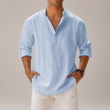 Men’s lightweight cotton linen summer shirt by Zexov, featuring a breathable, casual design in a relaxed fit.