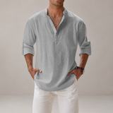 Men’s lightweight cotton linen summer shirt by Zexov, featuring a breathable, casual design in a relaxed fit.