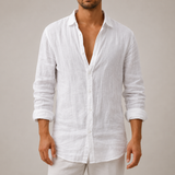 Men’s lightweight linen button-down shirt by Zexov, casual regular fit with short sleeves, soft fabric and relaxed style.