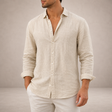 Men's Zexov linen button-down shirt, lightweight casual shirt with a regular fit, featuring a classic collar and button front.