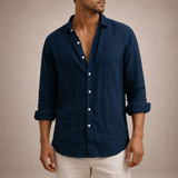 Men’s lightweight linen button-down shirt by Zexov, featuring a casual fit in a relaxed, breathable fabric for comfortable style.