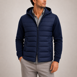 Men's lightweight puffer jacket with hood by Zexov, featuring a sleek design and quilted insulation for everyday comfort.