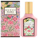 Gucci Flora Gorgeous Gardenia 1 oz EDP spray bottle with floral design and elegant packaging.