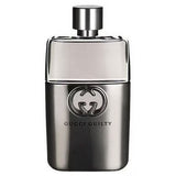 Gucci Guilty Pour Homme Eau de Toilette spray for men, 3 oz, featuring the cologne bottle with a sleek design and dark accents.