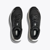 Black and white women's Hoka Arahi 7 wide running shoes with D-width, featuring breathable mesh and supportive design.
