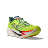 Hoka Cielo X1 3.0 running shoes in neon yuzu and thyme with lightweight design and cushioned sole.
