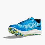 Hoka Crescendo XC trail running shoes in black with orange accents, featuring durable outsole and supportive design for outdoor running.