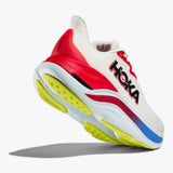 Men's Hoka Skyward X shoes in D-width with white and virtual blue colorway, showcasing the lightweight athletic design.