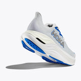 Men's Hoka Skyward X shoes in cosmic grey and silver, featuring a sleek design and D-width for a comfortable fit.