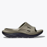 Hoka Ora Recovery Slide 3 shoes in varsity navy with cushioned sole and open-toe design, ideal for comfortable post-activity wear.