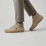 Men's waterproof suede high top boots by Zexov with cushioned soles, showcasing durable design and stylish ankle coverage.