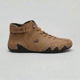 Men's waterproof suede high top boots by Zexov with cushioned soles, featuring a sleek design and durable waterproof material.