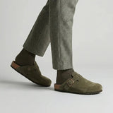 Men's suede slip-on clogs with adjustable buckle from Zexov, featuring a comfortable design and easy-to-wear style.