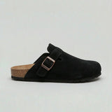 Men's suede slip-on clogs with adjustable buckle from Zexov, featuring a comfortable design and easy slip-on style.