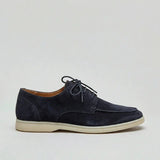 Men’s suede loafers by Zexov with a smart casual lace-up design and sleek appearance, shown in a close-up image.