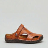 Men's casual leather-look sandals by Zexov with closed toe and breathable fit, ideal for comfortable everyday wear.