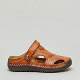 Men’s leather-look casual sandals by Zexov with closed toe design and breathable fit, perfect for comfortable everyday wear.