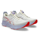 Men's ASICS GEL-Kayano 32 Tokyo stability trainers in cream and Edo purple with a supportive running shoe design.