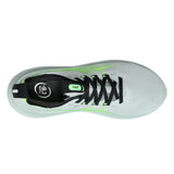 Men's ASICS GEL-Nimbus 28 Wide neutral daily trainers in Cold Moss and Illuminate Green, showing side view with breathable mesh.