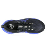 Men's ASICS Novablast 5 neutral daily trainers in black and cobalt with breathable mesh upper and cushioned midsole.
